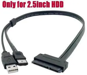WRIARICH 22Pin SATA 7+15 to Power eSATA Cable with USB Auxiliary Power, 2.5" HDD SSD eSATA Extension Cord WRIARICH 22Pin SATA 7+15 to Power eSATA Cable with USB Auxiliary Power, 2.5" HDD SSD eSATA Extension Cord