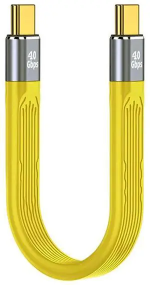 WRIARICH 13cm Yellow Slim Flat FPC USB4 Type-C Male to Male Cable | 40Gbps,100W PD,8K Video for Laptop & Smartphone WRIARICH 13cm Yellow Slim Flat FPC USB4 Type-C Male to Male Cable | 40Gbps,100W PD,8K Video for Laptop & Smartphone