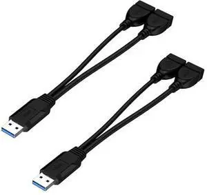 WRIARICH 2 Pack USB3.0 Female to Dual USB Male Splitter Extension Cable WRIARICH 2 Pack USB3.0 Female to Dual USB Male Splitter Extension Cable
