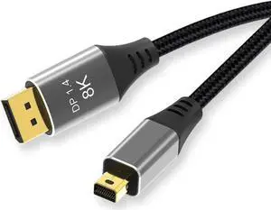 8K Mini DisplayPort to DisplayPort Cable 3.3FT with DP to Mini DP Adapter, Bi-Directional mDP to DP 1.4 Cord, Supports 8K@60Hz 4K@144Hz 2K@240Hz, Thunderbolt 1/2 Compatible for MacBook, Surface, Lenov 8K Mini DisplayPort to DisplayPort Cable 3.3FT with DP to Mini DP Adapter, Bi-Directional mDP to DP 1.4 Cord, Supports 8K@60Hz 4K@144Hz 2K@240Hz, Thunderbolt 1/2 Compatible for MacBook, Surface, Lenov