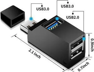 WRIARICH 3 Port USB 3.0 Hub Splitter, High Speed USB 3.0 Multi Port Expansion Adapter for Desktop PC, Laptop and All Computer Peripherals WRIARICH 3 Port USB 3.0 Hub Splitter, High Speed USB 3.0 Multi Port Expansion Adapter for Desktop PC, Laptop and All Computer Peripherals