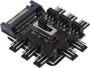 WRIARICH 8-Port PC Fan Speed Controller Hub with 7V/12V Voltage Switch, SATA Powered 1-to-8 Fan Splitter PCB Adapter, Compatible with 3-Pin & 4-Pin Chassis Fans WRIARICH 8-Port PC Fan Speed Controller Hub with 7V/12V Voltage Switch, SATA Powered 1-to-8 Fan Splitter PCB Adapter, Compatible with 3-Pin & 4-Pin Chassis Fans