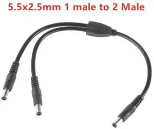 WRIARICH 5.5x2.5mm DC Power Splitter Extension Cable 1 Male to 2 Male Plug for CCTV Camera Power Adapter WRIARICH 5.5x2.5mm DC Power Splitter Extension Cable 1 Male to 2 Male Plug for CCTV Camera Power Adapter