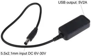 WRIARICH DC 5.5x2.1mm Male to USB A Female Power Conversion Cable, Wide Input 6V-30V Step-Down to 5V 2A Output USB Charging Adapter Cable WRIARICH DC 5.5x2.1mm Male to USB A Female Power Conversion Cable, Wide Input 6V-30V Step-Down to 5V 2A Output USB Charging Adapter Cable