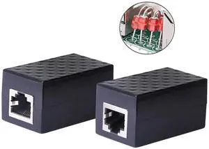 WRIARICH 2 Pack RJ45 Female to Female Ethernet Surge Protector, Outdoor LAN Network Surge Arrester, Lightning Protection Inline Extension Coupler Adapter WRIARICH 2 Pack RJ45 Female to Female Ethernet Surge Protector, Outdoor LAN Network Surge Arrester, Lightning Protection Inline Extension Coupler Adapter