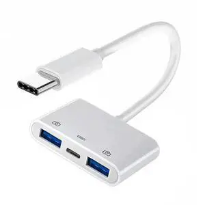 WRIARICH USB-C to Dual USB 3.0 Type-A Female Adapter with PD Charging Port for Laptop, Tablet & Phone WRIARICH USB-C to Dual USB 3.0 Type-A Female Adapter with PD Charging Port for Laptop, Tablet & Phone