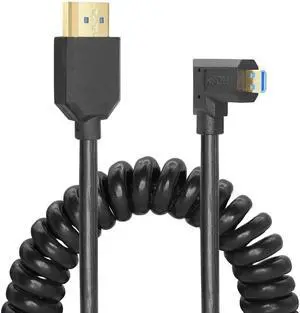 WRIARICH Right Angle Coiled Micro HDMI to HDMI Cable, HDMI 2.1 Telescopic 8K High Speed Cord, 48Gbps 120Hz Dynamic HDR for Digital Cameras WRIARICH Right Angle Coiled Micro HDMI to HDMI Cable, HDMI 2.1 Telescopic 8K High Speed Cord, 48Gbps 120Hz Dynamic HDR for Digital Cameras