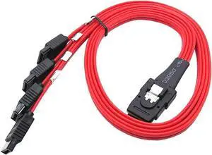 WRIARICH 3.3FT Red SFF-8087 Mini SAS Male to 4 SATA Female Breakout Cable, Internal Multi-Lane Mini SAS Host Splitter Cable for HDD & SSD WRIARICH 3.3FT Red SFF-8087 Mini SAS Male to 4 SATA Female Breakout Cable, Internal Multi-Lane Mini SAS Host Splitter Cable for HDD & SSD