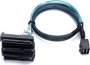 WRIARICH 1.6FT Internal HD Mini SAS SFF-8643 to 4×SFF-8482 Breakout Cable, SFF8643 Host to 29Pin SFF8482 Target Cord with Integrated 15Pin SATA Power Port WRIARICH 1.6FT Internal HD Mini SAS SFF-8643 to 4×SFF-8482 Breakout Cable, SFF8643 Host to 29Pin SFF8482 Target Cord with Integrated 15Pin SATA Power Port