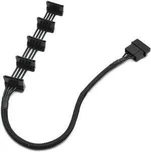 WRIARICH 40cm Sleeved 4-Pin IDE Molex 1 to 5 SATA Power Splitter Cable, 18AWG Black Braided for PC & Server Storage Devices WRIARICH 40cm Sleeved 4-Pin IDE Molex 1 to 5 SATA Power Splitter Cable, 18AWG Black Braided for PC & Server Storage Devices