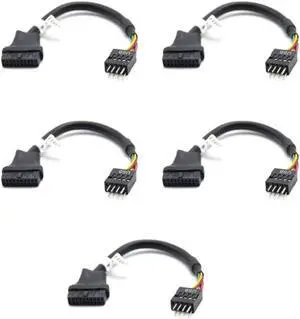 WRIARICH 5-Pack USB3.0 20Pin Motherboard Header to USB2.0 9Pin Adapter Cable, Male-Female Cross-Gen Internal Mainboard Converter Cord WRIARICH 5-Pack USB3.0 20Pin Motherboard Header to USB2.0 9Pin Adapter Cable, Male-Female Cross-Gen Internal Mainboard Converter Cord