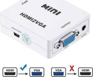 WRIARICH HDMI to VGA Converter Adapter with 3.5mm Stereo Audio Jack, Supports 1080P Full HD, Compatible with Laptop, Desktop, HDTV, Monitor, Projector WRIARICH HDMI to VGA Converter Adapter with 3.5mm Stereo Audio Jack, Supports 1080P Full HD, Compatible with Laptop, Desktop, HDTV, Monitor, Projector