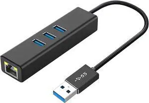 Black Aluminum USB 3.0 Multiport Hub with 3×USB3.0 Ports & Gigabit RJ45 Ethernet Adapter, 10/100/1000 Mbps LAN Network Converter Compatible with MacBook, Ultrabook, Windows Laptops, Tablets & Linux Sy Black Aluminum USB 3.0 Multiport Hub with 3×USB3.0 Ports & Gigabit RJ45 Ethernet Adapter, 10/100/1000 Mbps LAN Network Converter Compatible with MacBook, Ultrabook, Windows Laptops, Tablets & Linux Sy