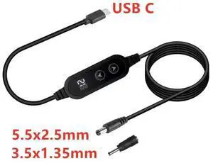 WRIARICH Adjustable Voltage USB-C PD to Dual DC Tips Power Cable, 5-20V Variable Output 5.5×2.5mm & 3.5×1.35mm Cord for Laptops Routers CCTV Cameras WRIARICH Adjustable Voltage USB-C PD to Dual DC Tips Power Cable, 5-20V Variable Output 5.5×2.5mm & 3.5×1.35mm Cord for Laptops Routers CCTV Cameras