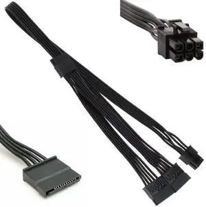WRIARICH 20in 6-Pin to 3X 15-Pin SATA Power Cable for Corsair Modular PSUs WRIARICH 20in 6-Pin to 3X 15-Pin SATA Power Cable for Corsair Modular PSUs
