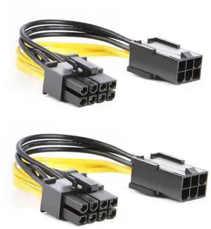 WRIARICH 2 Pack 4 Inch (10cm) PCIe 6Pin to 8Pin (6+2) GPU Power Adapter Extension Cable WRIARICH 2 Pack 4 Inch (10cm) PCIe 6Pin to 8Pin (6+2) GPU Power Adapter Extension Cable