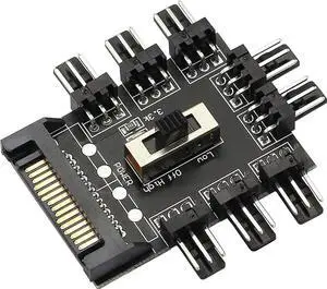 WRIARICH SATA Powered 1-to-8 PC Fan Hub, 12V 3Pin Fan Splitter Controller Hub Compatible with Desktop Chassis Cooling Fans WRIARICH SATA Powered 1-to-8 PC Fan Hub, 12V 3Pin Fan Splitter Controller Hub Compatible with Desktop Chassis Cooling Fans
