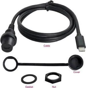 WRIARICH Waterproof Dustproof USB 3.1 Type-C Flush Mount Extension Cable, Car Dashboard Panel Embedded Installation WRIARICH Waterproof Dustproof USB 3.1 Type-C Flush Mount Extension Cable, Car Dashboard Panel Embedded Installation