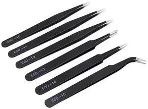 WRIARICH 6 Pcs Anti-Static Precision Stainless Steel Tweezers Set, Curved & Straight Tips, for Electronics Soldering, Lab, Jewelry & Crafts WRIARICH 6 Pcs Anti-Static Precision Stainless Steel Tweezers Set, Curved & Straight Tips, for Electronics Soldering, Lab, Jewelry & Crafts