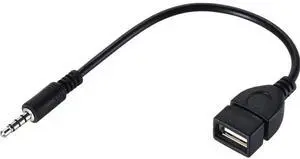 WRIARICH USB 2.0 Female to 3.5mm Male AUX OTG Adapter Cable, 1/8 Inch Audio Jack Converter for Car Stereo to Play Music from USB Flash Drives WRIARICH USB 2.0 Female to 3.5mm Male AUX OTG Adapter Cable, 1/8 Inch Audio Jack Converter for Car Stereo to Play Music from USB Flash Drives