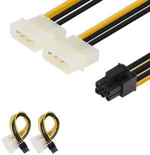 WRIARICH 2 Pack 6 Inch (15cm) PCIe 6 Pin to Dual 4 Pin Molex LP4 Graphics Card Power Adapter Cable, Black WRIARICH 2 Pack 6 Inch (15cm) PCIe 6 Pin to Dual 4 Pin Molex LP4 Graphics Card Power Adapter Cable, Black