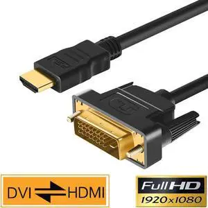 WRIARICH 3M/9FT HDMI to DVI-D 24+1 Bidirectional Cable, Gold-Plated Male to Male 1080P Video Cord for PC, HDTV, Projector, PS4 WRIARICH 3M/9FT HDMI to DVI-D 24+1 Bidirectional Cable, Gold-Plated Male to Male 1080P Video Cord for PC, HDTV, Projector, PS4