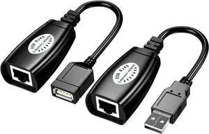 WRIARICH USB 2.0 to RJ45 Cat5 Extender Adapter, USB Over Cat5e/Cat6 LAN Cable Extension Kit, 480Mbps USB Signal Extender Transmitter & Receiver for Printer, Webcam, Keyboard, Mouse WRIARICH USB 2.0 to RJ45 Cat5 Extender Adapter, USB Over Cat5e/Cat6 LAN Cable Extension Kit, 480Mbps USB Signal Extender Transmitter & Receiver for Printer, Webcam, Keyboard, Mouse