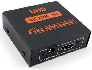 WRIARICH 1 in 2 Out HDMI Splitter, Male to Dual Female HDMI Adapter Support 4K Ultra HD 3D, Duplicate Single Source to Two HDTV Displays WRIARICH 1 in 2 Out HDMI Splitter, Male to Dual Female HDMI Adapter Support 4K Ultra HD 3D, Duplicate Single Source to Two HDTV Displays