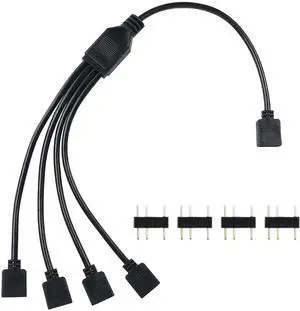 WRIARICH 5V 3Pin ARGB 1 to 4 Splitter Cable, Addressable RGB Hub Extension Cord for PC Case Fans & CPU Coolers WRIARICH 5V 3Pin ARGB 1 to 4 Splitter Cable, Addressable RGB Hub Extension Cord for PC Case Fans & CPU Coolers