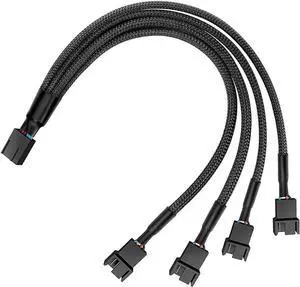 WRIARICH 10 Inches Braided Sleeved 1-to-4 PWM 4-Pin Fan Splitter Y Cable, Motherboard Fan Header 1 to 4 Power Adapter for CPU & PC Chassis Cooling Fans WRIARICH 10 Inches Braided Sleeved 1-to-4 PWM 4-Pin Fan Splitter Y Cable, Motherboard Fan Header 1 to 4 Power Adapter for CPU & PC Chassis Cooling Fans