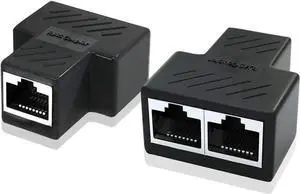 WRIARICH 2 Pack 1 to 2 RJ45 Ethernet Splitter Adapter, Dual Port LAN Network Splitter Compatible with Cat5/Cat5e/Cat6/Cat7 Network Cables WRIARICH 2 Pack 1 to 2 RJ45 Ethernet Splitter Adapter, Dual Port LAN Network Splitter Compatible with Cat5/Cat5e/Cat6/Cat7 Network Cables