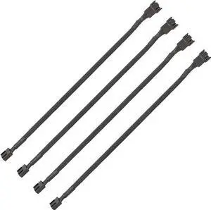 WRIARICH 4 Pack 10.5 Inch Black Nylon Braided PWM Fan Extension Cables, Compatible with 3-Pin & 4-Pin ATX PC Case Cooling Fans WRIARICH 4 Pack 10.5 Inch Black Nylon Braided PWM Fan Extension Cables, Compatible with 3-Pin & 4-Pin ATX PC Case Cooling Fans