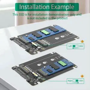 WRIARICH Dual B Key M.2 NGFF SSD to 2.5" SATA III Adapter, 6Gbps Dual M.2 SATA Converter with Enclosure, Driver-Free WRIARICH Dual B Key M.2 NGFF SSD to 2.5" SATA III Adapter, 6Gbps Dual M.2 SATA Converter with Enclosure, Driver-Free