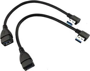 WRIARICH 2-Pack 90° Left & Right Angled USB 3.0 Extension Cable 15CM, SuperSpeed USB3.0 Male to Female Elbow Extender Cord WRIARICH 2-Pack 90° Left & Right Angled USB 3.0 Extension Cable 15CM, SuperSpeed USB3.0 Male to Female Elbow Extender Cord