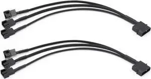 WRIARICH 2 Pack 10 Inch Molex to Triple 3Pin/4Pin PC Case Fan Splitter Power Adapter Cable WRIARICH 2 Pack 10 Inch Molex to Triple 3Pin/4Pin PC Case Fan Splitter Power Adapter Cable