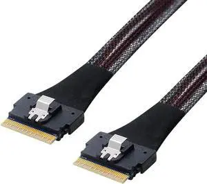 WRIARICH 100cm SAS 4.0 Slimline SAS Cable, SFF-8654 8i 74Pin Host to SFF-8654 8i Target Straight Through PCIe Slim SAS Storage Cable WRIARICH 100cm SAS 4.0 Slimline SAS Cable, SFF-8654 8i 74Pin Host to SFF-8654 8i Target Straight Through PCIe Slim SAS Storage Cable