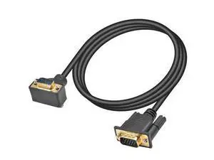 WRIARICH Vszerda VGA Cable Male to Male 5ft, 90 Degree VGA Cable Up Angle 15 Pin Male to Male Monitor Cable Support 1080P for Computer PC Laptops TV Projectors WRIARICH Vszerda VGA Cable Male to Male 5ft, 90 Degree VGA Cable Up Angle 15 Pin Male to Male Monitor Cable Support 1080P for Computer PC Laptops TV Projectors
