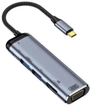 WRIARICH Type C USB3.1 USB-C to HDMI VGA Dual USB 3.0 HUB Converter HDTV Multiport Adapter 4K 60hz 1080p with Female PD 100W Power Port WRIARICH Type C USB3.1 USB-C to HDMI VGA Dual USB 3.0 HUB Converter HDTV Multiport Adapter 4K 60hz 1080p with Female PD 100W Power Port