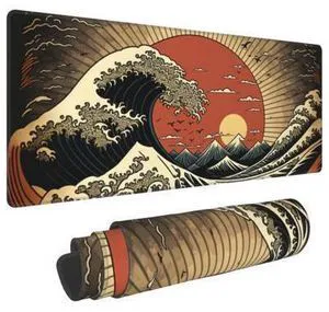 WRIARICH Japanese Wave Raising Sun Gaming Mouse Pad XL, Large Non Slip Rubber Mousepad, Stitched Edges Mouse Pads, Long Extended Mouse Pad,31.5'' X 11.8'' WRIARICH Japanese Wave Raising Sun Gaming Mouse Pad XL, Large Non Slip Rubber Mousepad, Stitched Edges Mouse Pads, Long Extended Mouse Pad,31.5'' X 11.8''