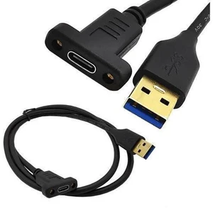 WRIARICH Vszerda USB3.0 to Type-C Cable Cord,6ft USB-C USB 3.1 Type-C Female to USB 3.0 A Male Data & Charging Cable with Panel Mount Screw Hole (6ft/1.8m) WRIARICH Vszerda USB3.0 to Type-C Cable Cord,6ft USB-C USB 3.1 Type-C Female to USB 3.0 A Male Data & Charging Cable with Panel Mount Screw Hole (6ft/1.8m)
