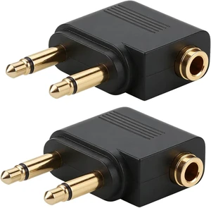 WRIARICH 2-Pack Airplane Headphone Adapter Dual 3.5mm Male to 3.5mm Female Gold Plated Flight Audio Converter for Airline Entertainment Systems WRIARICH 2-Pack Airplane Headphone Adapter Dual 3.5mm Male to 3.5mm Female Gold Plated Flight Audio Converter for Airline Entertainment Systems