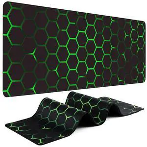 WRIARICH Gaming Mouse Pad - (31.5"×11.8") Honeycomb Large Mouse Pads for Desk - Desk Mat for Keyboard and Mouse with Non-Slip Base, Desks Pad Matfor Game/Office & HomeBlack and Green WRIARICH Gaming Mouse Pad - (31.5"×11.8") Honeycomb Large Mouse Pads for Desk - Desk Mat for Keyboard and Mouse with Non-Slip Base, Desks Pad Matfor Game/Office & HomeBlack and Green