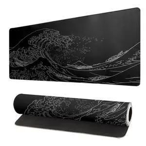 WRIARICH Japanese Sea Wave Large Mouse Pad, Anime Black Gaming, Extended Kanagawa Mat Desk Pad, 3mm Thick Long Non-Slip Rubber Base Mice Pad, 31.5 X 11.8 Inch WRIARICH Japanese Sea Wave Large Mouse Pad, Anime Black Gaming, Extended Kanagawa Mat Desk Pad, 3mm Thick Long Non-Slip Rubber Base Mice Pad, 31.5 X 11.8 Inch