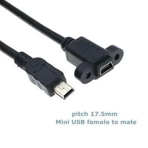 WRIARICH 25cm Mini USB 2.0 Male to Mini 5Pin Female Extension Cable Pitch 17.5mm With Screw Panel Mounting Hole for T-mount Car Adapter WRIARICH 25cm Mini USB 2.0 Male to Mini 5Pin Female Extension Cable Pitch 17.5mm With Screw Panel Mounting Hole for T-mount Car Adapter