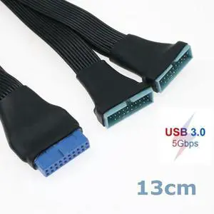 WRIARICH Black 13cm USB 3.0 19/20Pin Internal Extension Header 1 to 2 Adapter Splitter Cable for Motherboard WRIARICH Black 13cm USB 3.0 19/20Pin Internal Extension Header 1 to 2 Adapter Splitter Cable for Motherboard