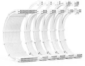 WRIARICH ABNO1 PSU Cable Extension Kit 30CM Length with Combs,1x24Pin/2x8Pin(4+4) EPS/3x8Pin(6P+2P) PCI-E/PC Sleeved for ATX Power Supply,White, All-White WRIARICH ABNO1 PSU Cable Extension Kit 30CM Length with Combs,1x24Pin/2x8Pin(4+4) EPS/3x8Pin(6P+2P) PCI-E/PC Sleeved for ATX Power Supply,White, All-White