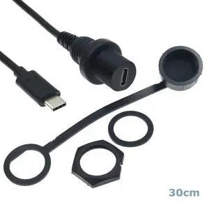 WRIARICH 30cm USB Type C 2.0 Male to Female Car Flush Mount Dash Waterproof Extension Cable for Car, Motorcycle,Truck Dashboard-Black (US WRIARICH 30cm USB Type C 2.0 Male to Female Car Flush Mount Dash Waterproof Extension Cable for Car, Motorcycle,Truck Dashboard-Black (US