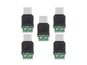WRIARICH Vszerda 5pcs/Set 2Pin Terminal Input to Type-C Male Plug Output Connector Fast Charge Adapter DIY OEM Repair Solderless Connector DC 5V USB2.0 Power WRIARICH Vszerda 5pcs/Set 2Pin Terminal Input to Type-C Male Plug Output Connector Fast Charge Adapter DIY OEM Repair Solderless Connector DC 5V USB2.0 Power