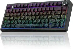 WRIARICH F75 Pro Wireless Mechanical Keyboard with Knob,75% Hot Swappable Custom Gaming Keyboards,RGB Backlit,Pre-lubed Switches,Side Printed PBT Keycaps Creamy Sounding Computer Keyboard, Line Black WRIARICH F75 Pro Wireless Mechanical Keyboard with Knob,75% Hot Swappable Custom Gaming Keyboards,RGB Backlit,Pre-lubed Switches,Side Printed PBT Keycaps Creamy Sounding Computer Keyboard, Line Black