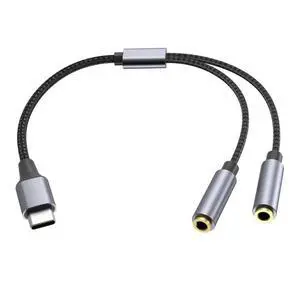 WRIARICH Type C to Dual 3.5mm Jack AUX USB C Male to 3.5 Female Share Music Audio 2 Earphone Adapter Splitter Y Extender for Tablet Phone WRIARICH Type C to Dual 3.5mm Jack AUX USB C Male to 3.5 Female Share Music Audio 2 Earphone Adapter Splitter Y Extender for Tablet Phone